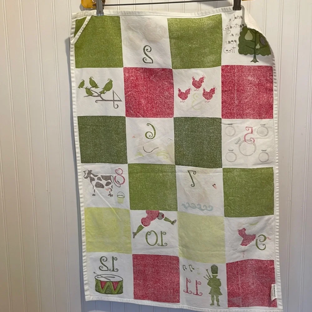 Crate&Barrel 12 Days Of Christmas Tea Towel